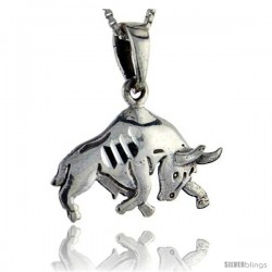 Sterling Silver Bull Pendant, 1 in tall