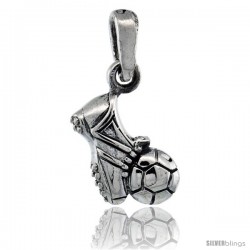 Sterling Silver Soccer Ball & Shoe Pendant, 5/8 in tall