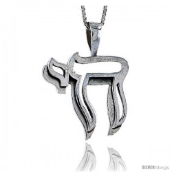 Sterling Silver Chai ( Hebrew for Life ) Pendant, 1/2 in tall