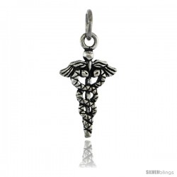 Sterling Silver Caduceus (Medical Symbol) Pendant, 7/8 in tall