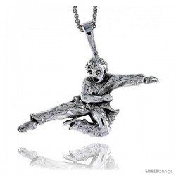 Sterling Silver Martial Artist Pendant, 3/4 in tall