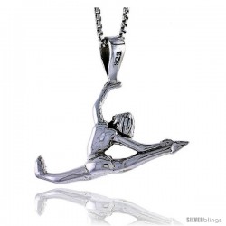 Sterling Silver Gymnast Pendant, 3/4 in tall