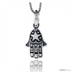 Sterling Silver Hamsa ( Chamsa ) Pendant, 5/8 in tall