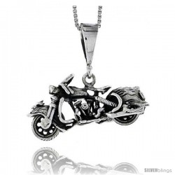 Sterling Silver Motorcycle Pendant, 1 1/8 in wide