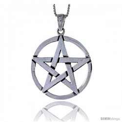 Sterling Silver Star Pentagon Pendant, 1 1/4 in tall