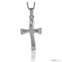 Sterling Silver Cross w/ White Enamel, 1 in tall