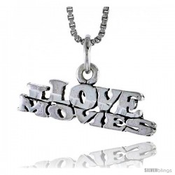 Sterling Silver I Love Movies Talking Pendant, 7/8 in wide