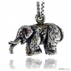 Sterling Silver Elephant Pendant, 3/4 in wide