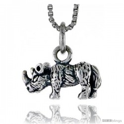 Sterling Silver Rhinoceros Pendant, 5/8 in wide