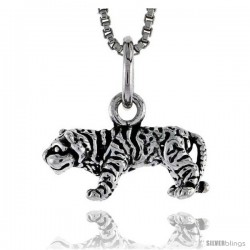 Sterling Silver Tiger Pendant, 1/2 in wide