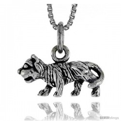 Sterling Silver Tiger Pendant, 5/8 in wide