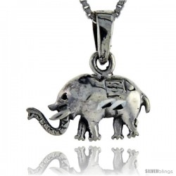 Sterling Silver Elephant Pendant, 1 in tall