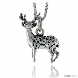 Sterling Silver Buck (Male Deer) Pendant, 3/4 in tall