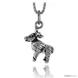 Sterling Silver Reindeer Pendant, 1/2 in tall