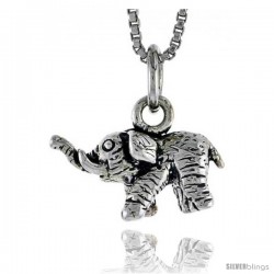 Sterling Silver Elephant Pendant, 5/8 in wide