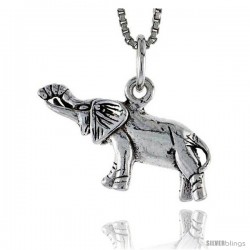 Sterling Silver Elephant Pendant, 1 in wide