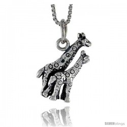 Sterling Silver Double Giraffe Pendant, 3/4 in tall