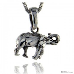 Sterling Silver Elephant Pendant, 3/4 in tall