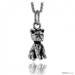 Sterling Silver Cat Pendant, 1/2 in tall -Style Pa1451