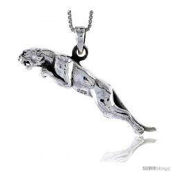 Sterling Silver Jaguar Pendant, 1 3/4 in wide