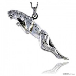 Sterling Silver Large Jaguar Pendant, 2 1/2 in wide