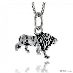 Sterling Silver Lion Pendant, 5/8 in wide -Style Pa1454