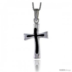 Sterling Silver Cross w/ Blue Enamel, 1 in tall