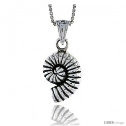 Sterling Silver Snail Shell Pendant, 5/8 in tall