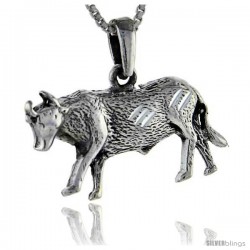 Sterling Silver Bull Pendant, 1 in tall -Style Pa140