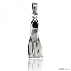 Sterling Silver Scuba Diving Fin Pendant, 1 1/8 in tall