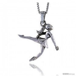 Sterling Silver Ballerina Pendant, 7/8 in tall