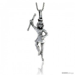 Sterling Silver Majorette Pendant, 1 1/2 in tall