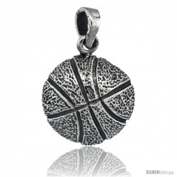 Sterling Silver Basketball Pendant, 5/8 in