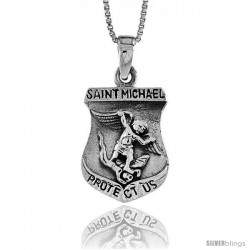 Sterling Silver Saint Michael Pendant, 3/4 in