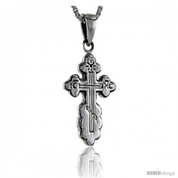 Sterling Silver St. Nicholas Cross Pendant, 1 1/8 in tall