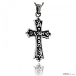 Sterling Silver Born Again Cross Pendant, 1 3/8 in tall