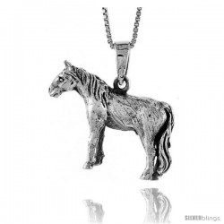 Sterling Silver Solid 3-Dimensional Horse Pendant with great Quality and Detail, 7/8 in