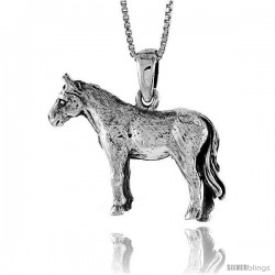 Sterling Silver Solid 3-Dimensional Horse Pendant with great Quality and Detail, 7/8 in -Style Pa1314