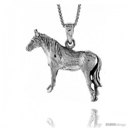 Sterling Silver Solid 3-Dimensional Horse Pendant with great Quality and Detail, 1 in