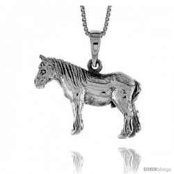 Sterling Silver Solid 3-Dimensional Horse Pendant with great Quality and Detail, 3/4 in -Style Pa1317