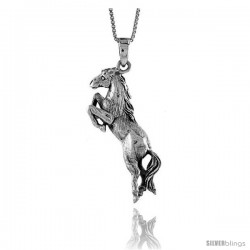 Sterling Silver Solid 3-Dimensional Horse Pendant with great Quality and Detail, 1 1/2 in