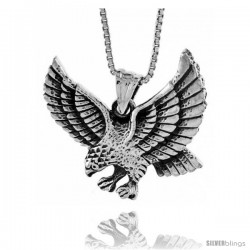 Sterling Silver Pouncing Eagle Pendant, 1 in wide