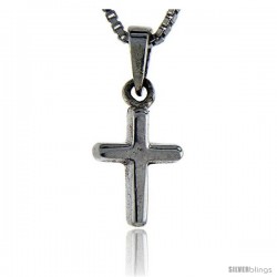 Sterling Silver Teeny Cross Pendant, 5/8 in tall