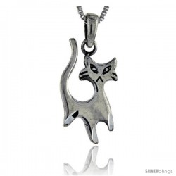 Sterling Silver Cat Pendant, 1 1/8 in tall -Style Pa128
