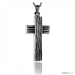 Sterling Silver Wooden Timber Cross Pendant, 1 1/2 in tall