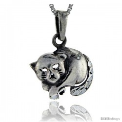 Sterling Silver Cat Pendant, 1 in tall -Style Pa125