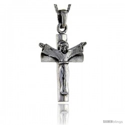 Sterling Silver Crucifix Pendant, 1 3/8 in tall