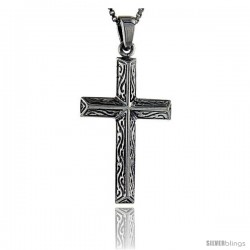 Sterling Silver Wooden Timber Cross Pendant, 1 3/8 in tall