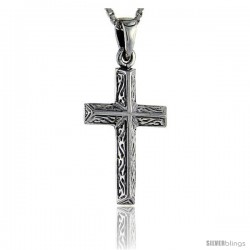 Sterling Silver Wooden Timber Cross Pendant, 1 1/8 in tall