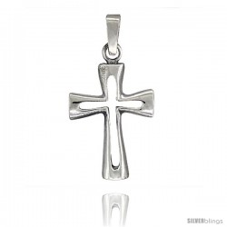 Sterling Silver Cross Cut-out Pendant, 1 1/4 in tall